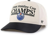 47 NHL Edmonton Oilers Tabloid 1988 Stanley Cup Championship Hitch Adjustable Snapback Cap - Black/Beige
