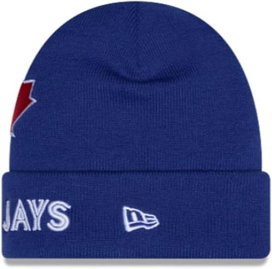New Era MLB Toronto Blue Jays Heritage Maple Leaf Cuffed Knit Beanie - Royal Blue