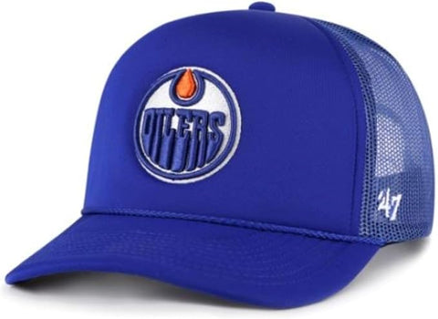 '47 NHL Edmonton Foam Front Mesh Trucker FM Adjustable Snapback Hat - Blue