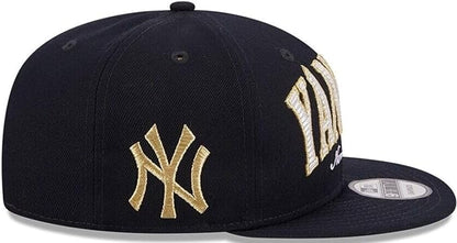 New Era MLB New York Yankees Golden Tall Text 9FIFTY Adjustable Snapback Hat - Navy