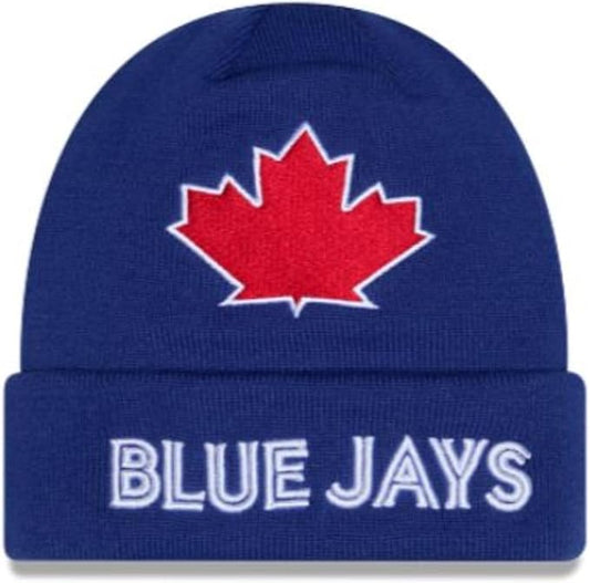 New Era MLB Toronto Blue Jays Heritage Maple Leaf Cuffed Knit Beanie - Royal Blue