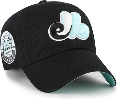 47 MLB Montreal Expos 1969 Black Mint Double Under Clean Up Adjustable Hat - Black
