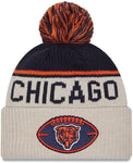 New Era NFL Chicago Bears 2024 Sideline Cold Weather Historic Knit Beanie with Pom