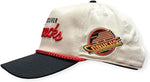 American Needle NHL Vancouver Canucks Roscoe Alt Adjustable Snapback Hat with Side Patch - Cream/Black