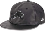 New Era Detroit Lion 9FIFTY Leather Snapback Adjustable Cap - Black