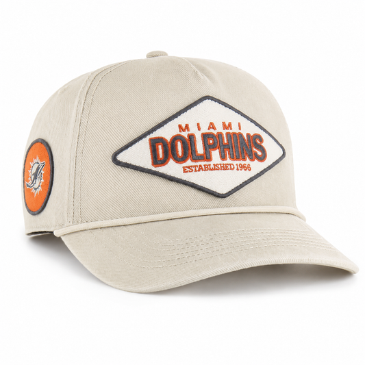 '47 NFL Miami Dolphins Cairn Hitch RF Adjustable Snapback Hat - Beige