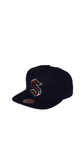Men’s NHL Seattle Kraken Mitchell & Ness Alternate Flip Snapback Hat – Black
