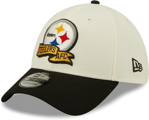 New Era 39Thirty Pittsburgh Steelers NFL 2022 Sideline Chrome White Stretch Cap