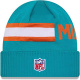 New Era NFL Miami Dolphins 2024 Sideline Cold Weather Tech Knit Beanie - Aqua