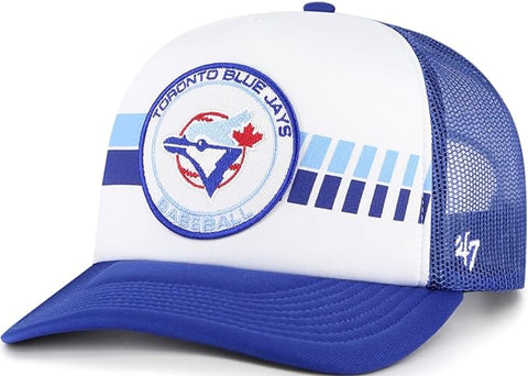 47 Brand Trucker MLB Toronto Blue Jays Cooperstown Wax Pack Express Foam Trucker Mesh Back Adjustable Hat - Blue/White