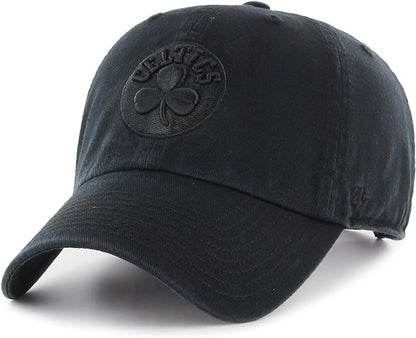 47 NBA Boston Celtics Clean Up Adjustable Cap - Black on Black