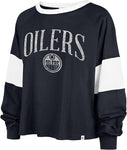 47 NHL Womens Edmonton Oilers Upside Rhea Long Sleeve Shirt - Navy/White