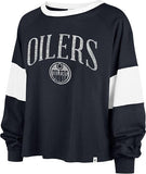 47 NHL Womens Edmonton Oilers Upside Rhea Long Sleeve Shirt - Navy/White