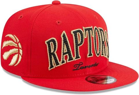 New Era NBA Toronto Raptors Golden Tall Text Throwback 9FIFTY Adjustable Snapback Hat - Red
