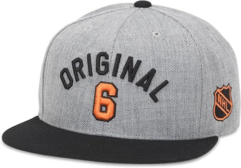AMERICAN NEEDLE Archive 400 NHL Original 6 Hat Adjustable Snapback - Heather Grey