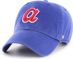 47 MLB Atlanta Braves Alternate Logo Cooperstown Clean Up Adjustable Hat - Blue