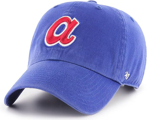 47 MLB Atlanta Braves Alternate Logo Cooperstown Clean Up Adjustable Hat - Blue