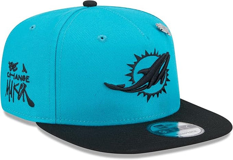 New Era Men's Miami Dolphins 2024 Inspire Change A-Frame 9FIFTY Snapback Hat - Aqua/Black