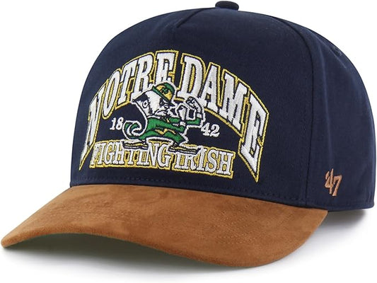 47 NCAA Notre Dame Fighting Irish Break Wood Suede Hitch Adjustable Snapback Hat - Navy/Brown