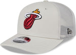 New Era NBA Miami Heat Canvas 9SEVENTY Trucker Stretch-Snap Adjustable Hat - Cream