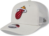New Era NBA Miami Heat Canvas 9SEVENTY Trucker Stretch-Snap Adjustable Hat - Cream