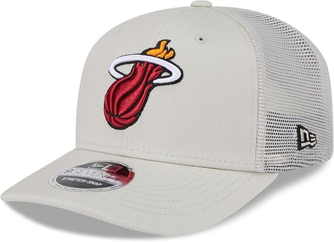 New Era NBA Miami Heat Canvas 9SEVENTY Trucker Stretch-Snap Adjustable Hat - Cream