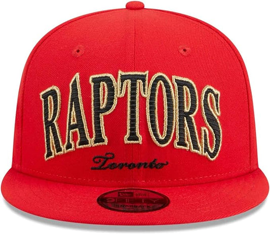New Era NBA Toronto Raptors Golden Tall Text Throwback 9FIFTY Adjustable Snapback Hat - Red