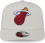 New Era NBA Miami Heat Canvas 9SEVENTY Trucker Stretch-Snap Adjustable Hat - Cream