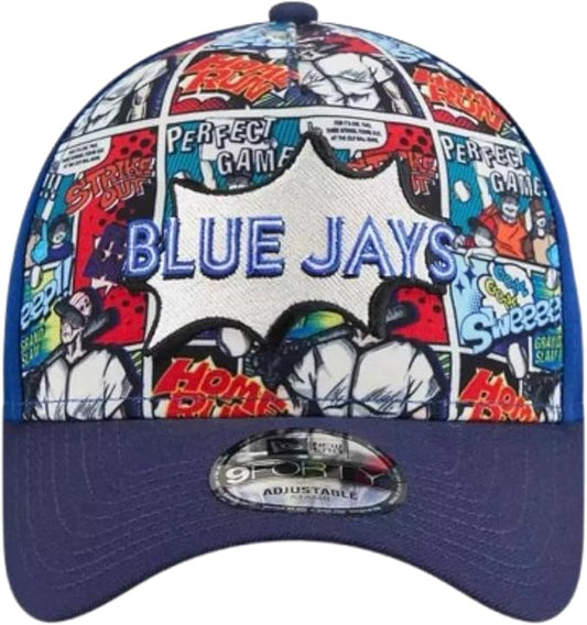 New Era MLB Toronto Blue Jays 9FORTY A-Frame Youth 2025 Players Weekend Comic Adjustable Snapback Hat - Blue
