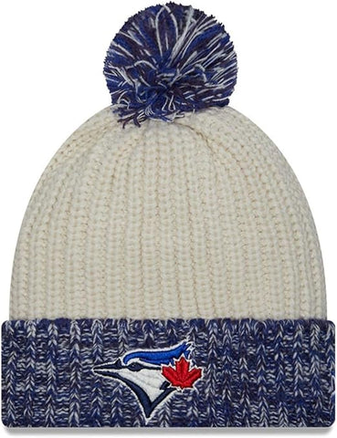 New Era Womens MLB Toronto Blue Jays Fresh White Blue Cuffed Knit Hat