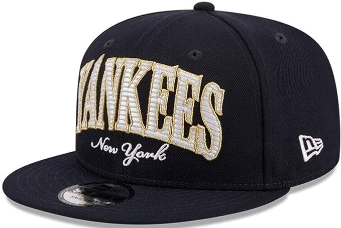 New Era MLB New York Yankees Golden Tall Text 9FIFTY Adjustable Snapback Hat - Navy