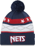 New Era Brooklyn Nets 2021/2022 City Edition Cuffed Pom Knit Hat - Navy