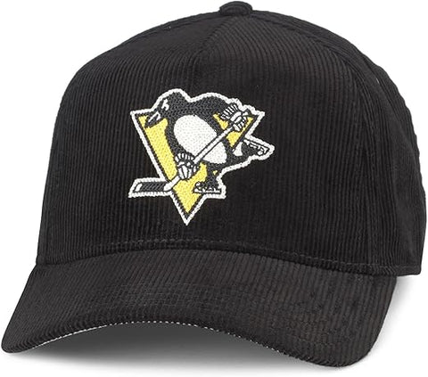 American Needle NHL Pittsburgh Penguins Corduroy Valin Adjustable Snapback Cap - Black