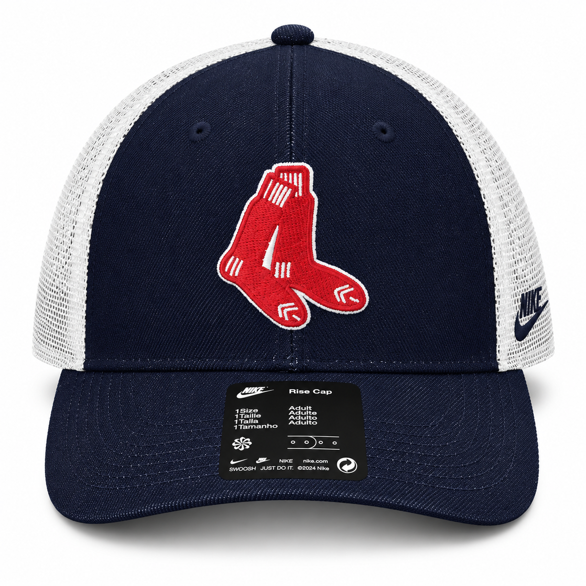 Nike MLB Boston Red Sox Rise Cap Mesh Trucker Adjustable Snapback Hat – Navy/White