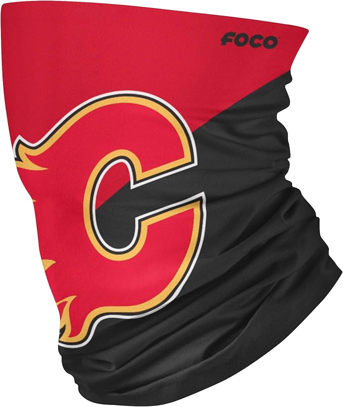 FOCO Youth Calgary Flames NHL Big Logo Gaiter Scarf - Red/Black