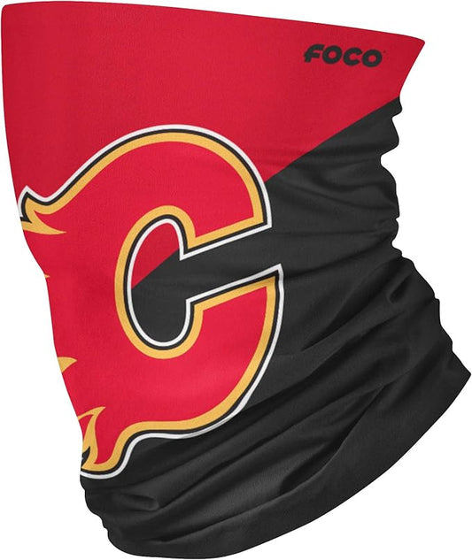 FOCO Youth Calgary Flames NHL Big Logo Gaiter Scarf - Red/Black