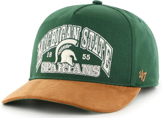 47 NCAA Michigan State Spartans Break Wood Suede Hitch Adjustable Snapback Hat - Green/Brown