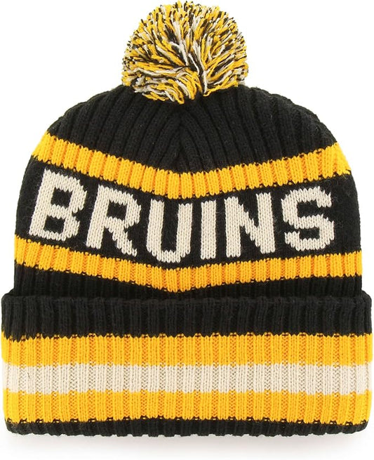 '47 NHL Boston Bruins Bering Cuff Knit Pom Hat - Yellow/Black