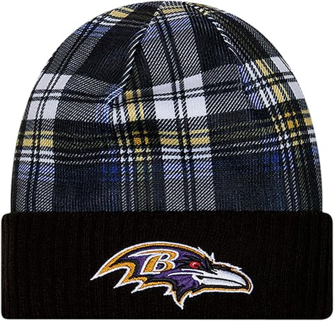 New Era Men's NFL Baltimore Ravens Sideline Statement Cuffed Knit Hat- Black
