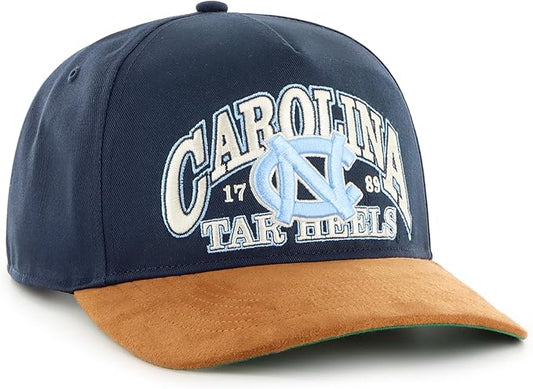 47 NCAA North Carolina Tarheels Break Wood Suede Hitch Adjustable Snapback Hat - Navy/Brown