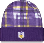 New Era Men's NFL Minnesota Vikings Sideline Statement Cuffed Knit Hat- Purple