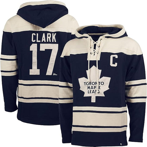 '47 Men's Wendel Clark Toronto Maple Leafs Lacer Pullover Hoodie - Navy