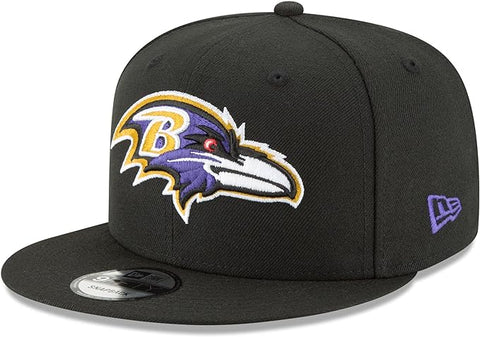 New Era Baltimore Ravens Hat NFL Black Team Color Logo 9FIFTY Snapback Adjustable Cap Adult One Size