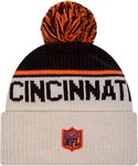 New Era NFL 2024 Cincinnati Bengals Sideline Historic Cuffed Knit Hat with Pom