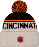 New Era NFL 2024 Cincinnati Bengals Sideline Historic Cuffed Knit Hat with Pom