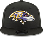 New Era Baltimore Ravens Hat NFL Black Team Color Logo 9FIFTY Snapback Adjustable Cap Adult One Size