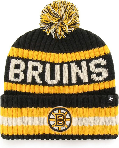 '47 NHL Boston Bruins Bering Cuff Knit Pom Hat - Yellow/Black