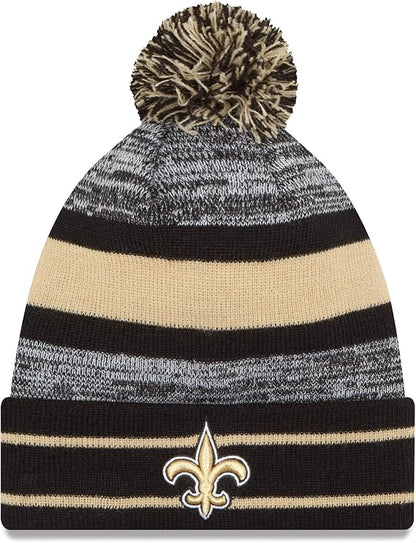New Era NFL New Orleans Saints Classic Cuffed Knit Beanie with Pom - Black/Grey