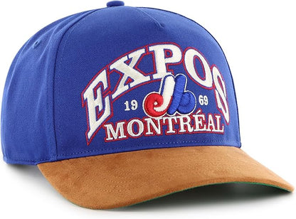 47 MLB Montreal Expos Break Wood Suede Hitch Adjustable Hat - Blue/Brown