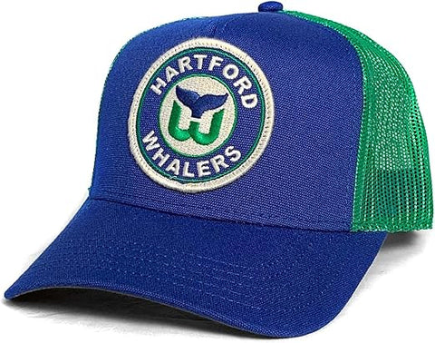 American Needle NHL Hartford Whalers Vintage Hockey Valin Adjustable Snapback Hat - Blue/Green